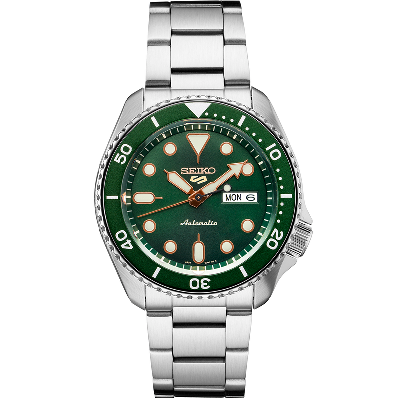 Seiko 5 Automatic Gents Watch SRPD63K1 Green Dial Stainless Strap