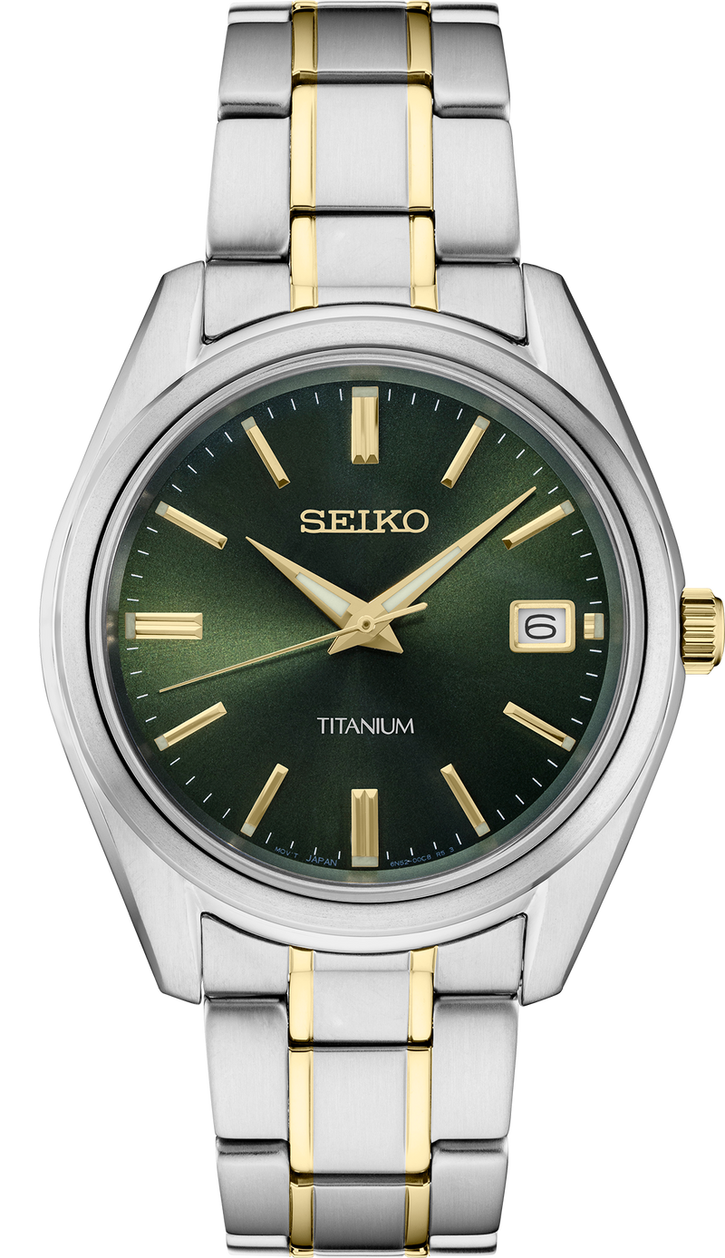 Seiko Essentials Titanium Watch with Green Dial SUR377P